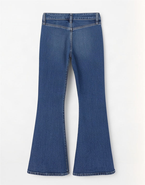 Hollister Jeans Acampanados Super Bajos Para Mujer US 00 2XS W23 L31 Algodón Azul