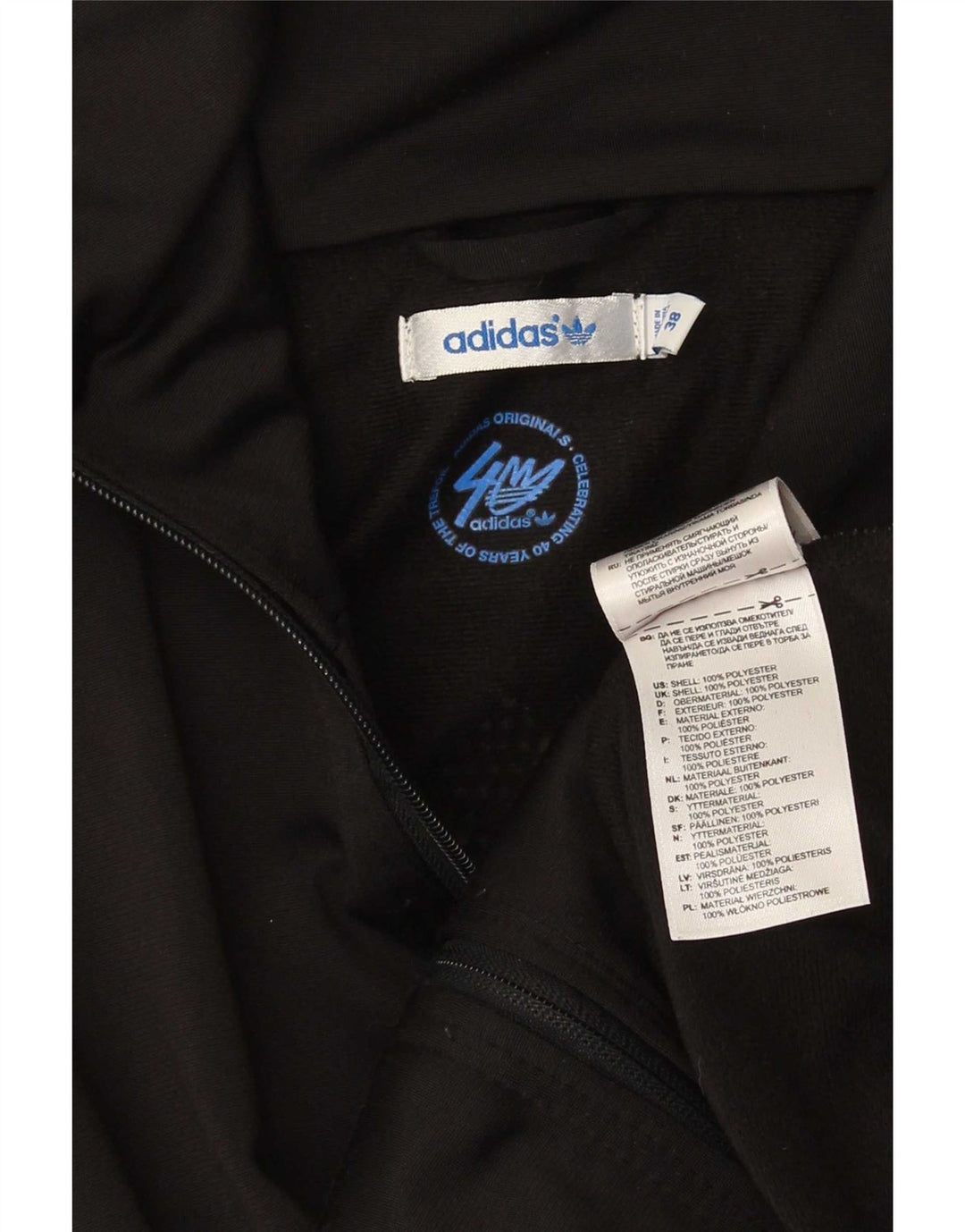 Adidas Chaqueta superior de chándal gráfico para mujer IT 38 XS Poliéster negro