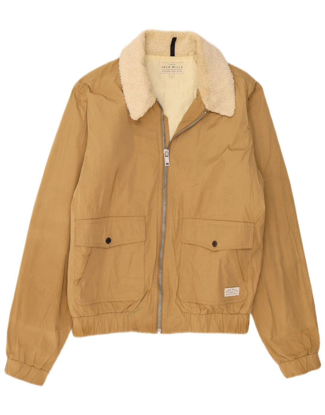 Jack Wills Chaqueta bomber para hombre UK 40 Large Beige Poliéster