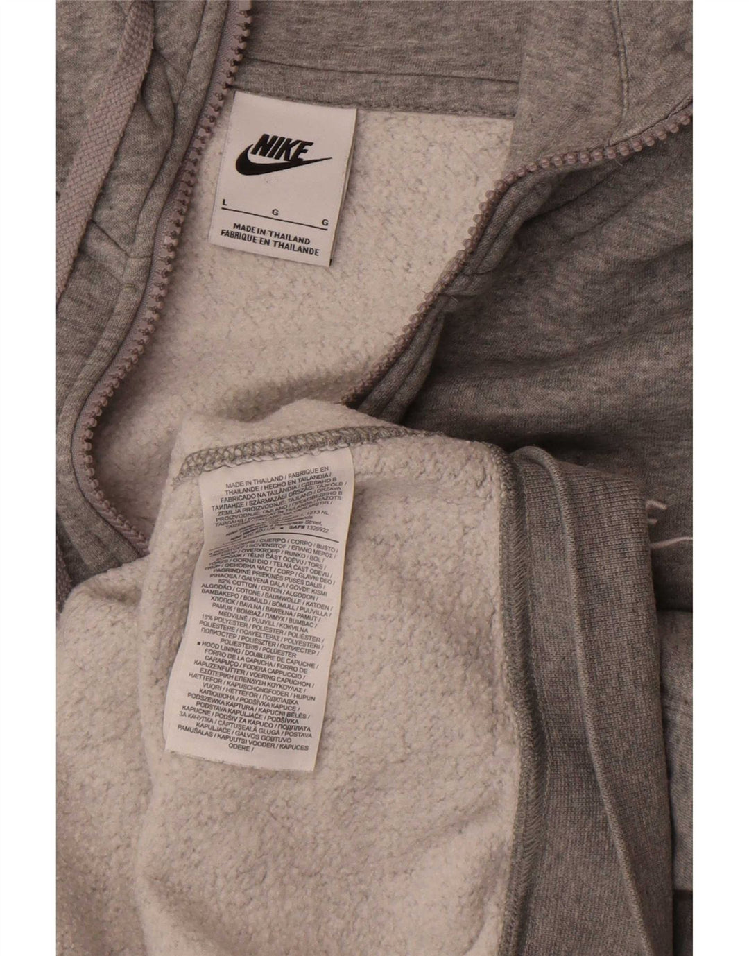 Nike - Sudadera con capucha y cremallera para hombre, ajuste regular, algodón gris grande