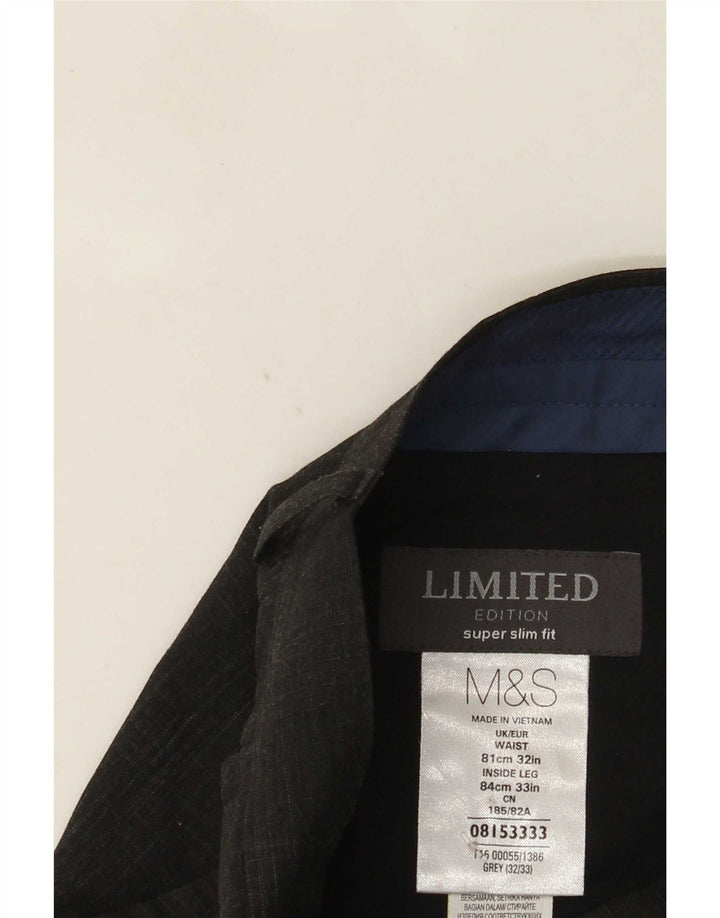 Marks & Spencer Pantalón de traje súper ajustado para hombre W32 L33 Cuadros grises
