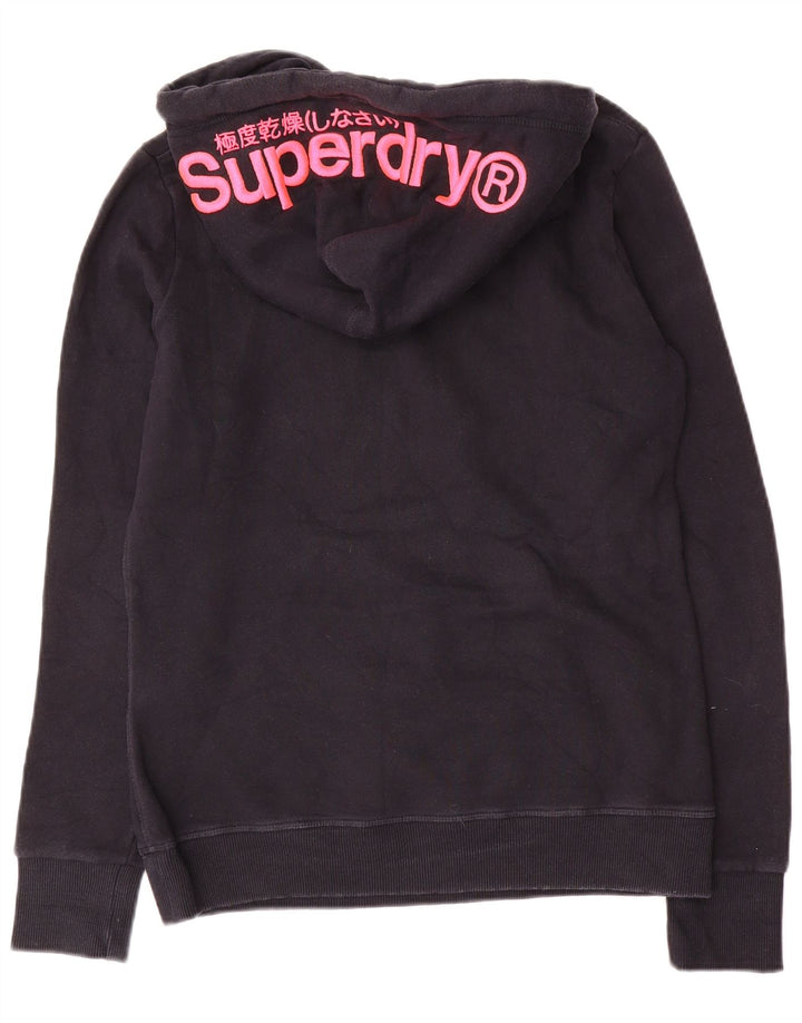 SUPERDRY Jersey con capucha gráfica para mujer UK 12 Medium Azul marino Algodón