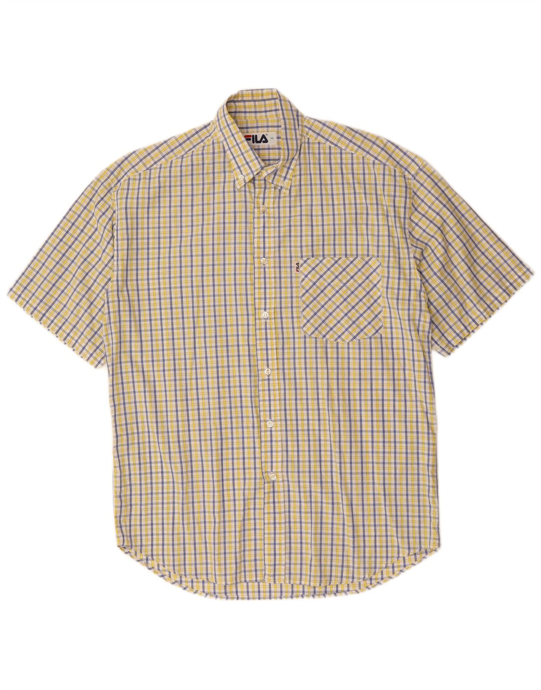 Fila Hombre Camisa De Manga Corta De Algodón A Cuadros Amarillo Medio