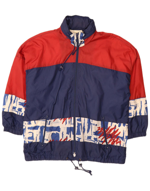 Vintage hombres chaqueta de lluvia Reino Unido 42 XL azul marino colorblock