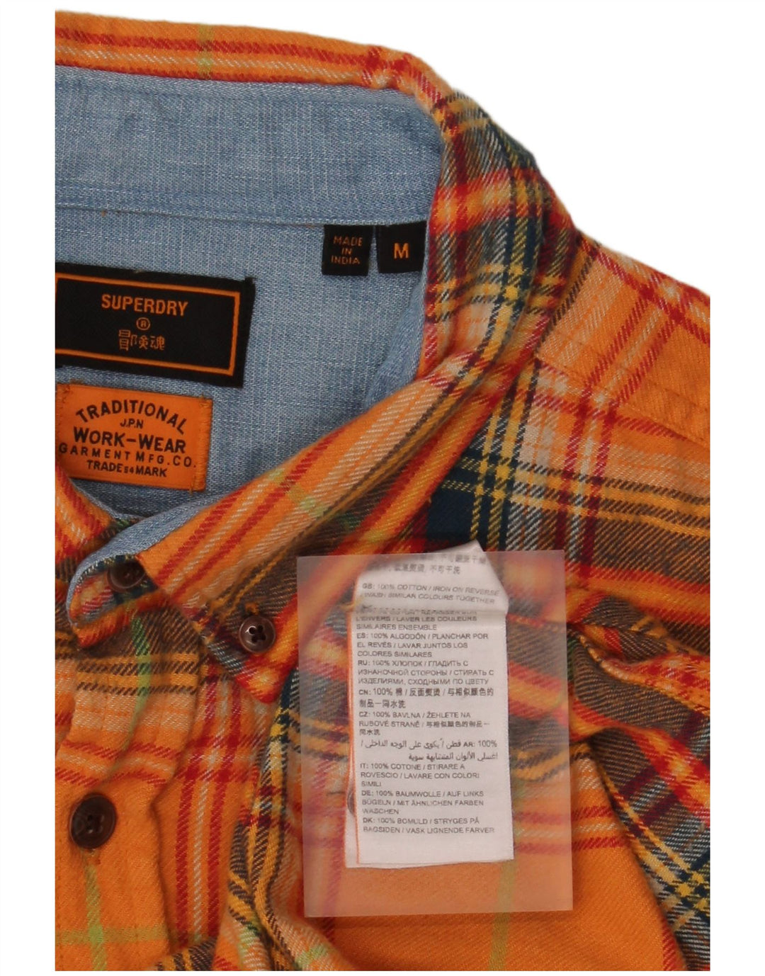 Superdry Camisa De Franela De Algodón A Cuadros En Naranja Medio