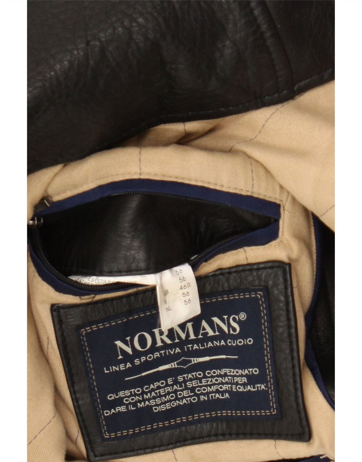 VINTAGE Chaqueta de cuero para hombre Reino Unido 46 3XL Cuero negro