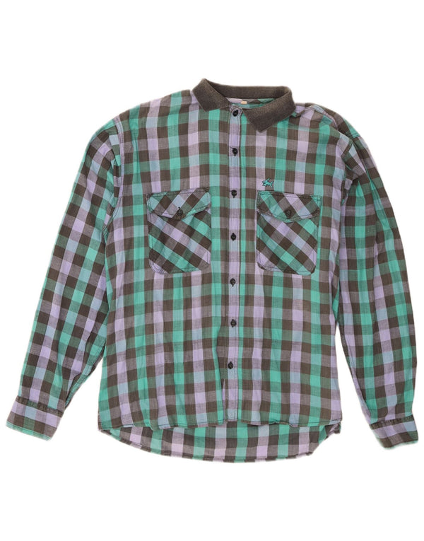 Camisa vintage para hombre XL algodón vichy multicolor