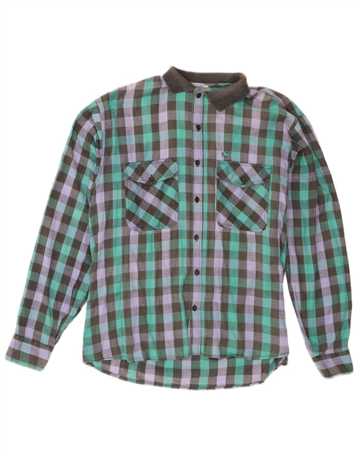 Camisa vintage para hombre XL algodón vichy multicolor
