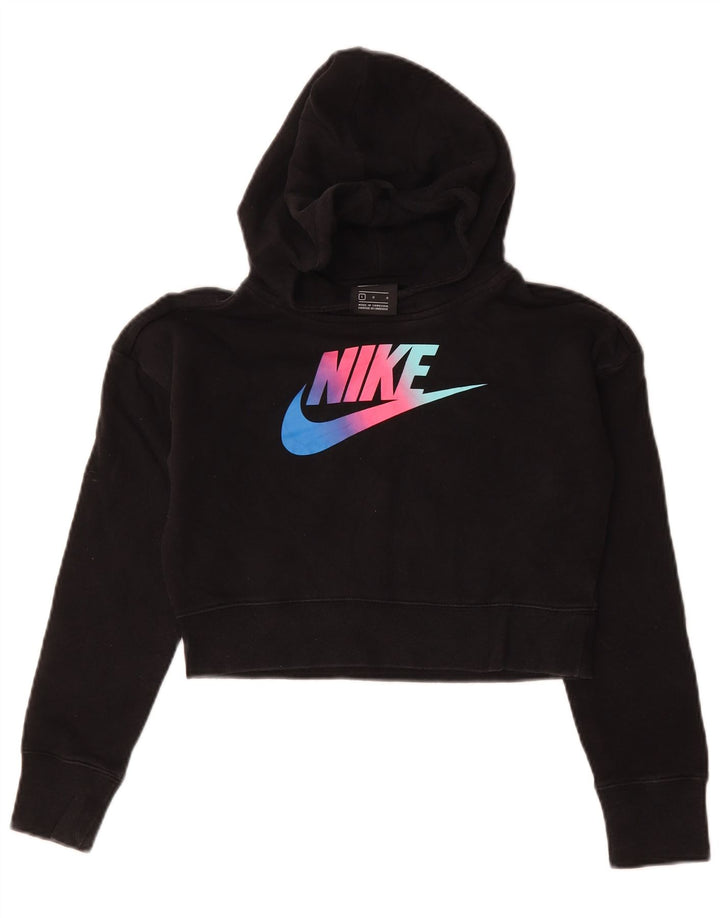 NIKE Jersey con capucha y gráfico corto para niñas 12-13 años Grande Algodón negro