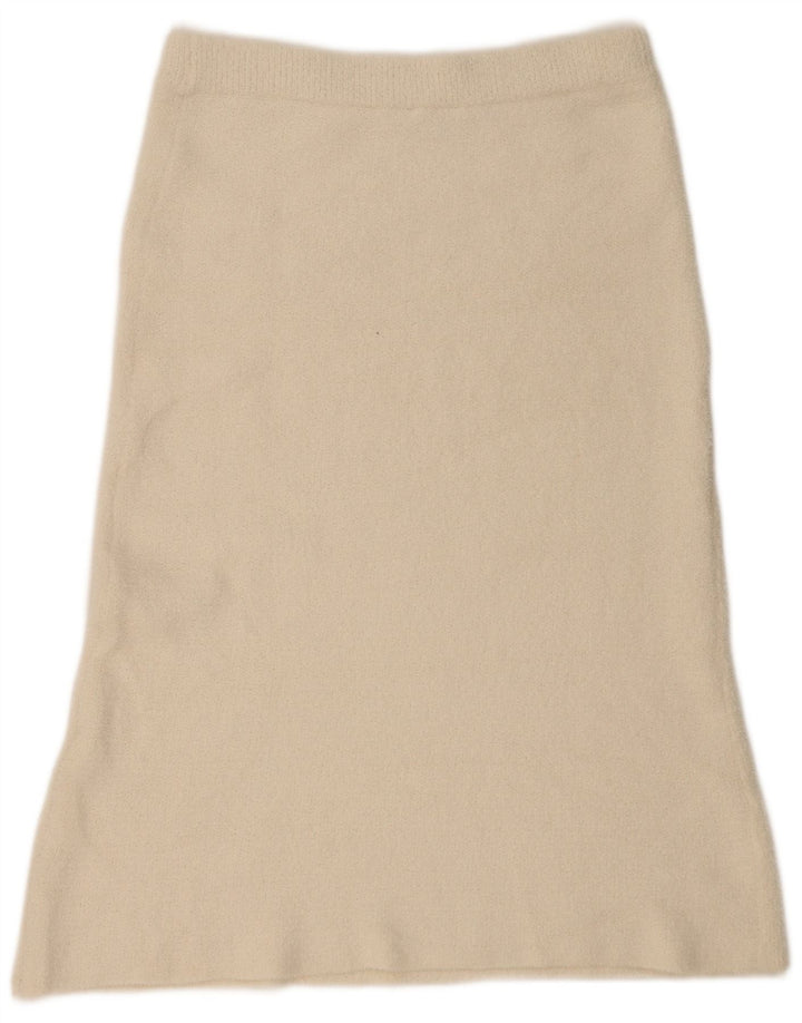 Zara Mujer Falda Acampanada Grande W34 Poliamida Beige