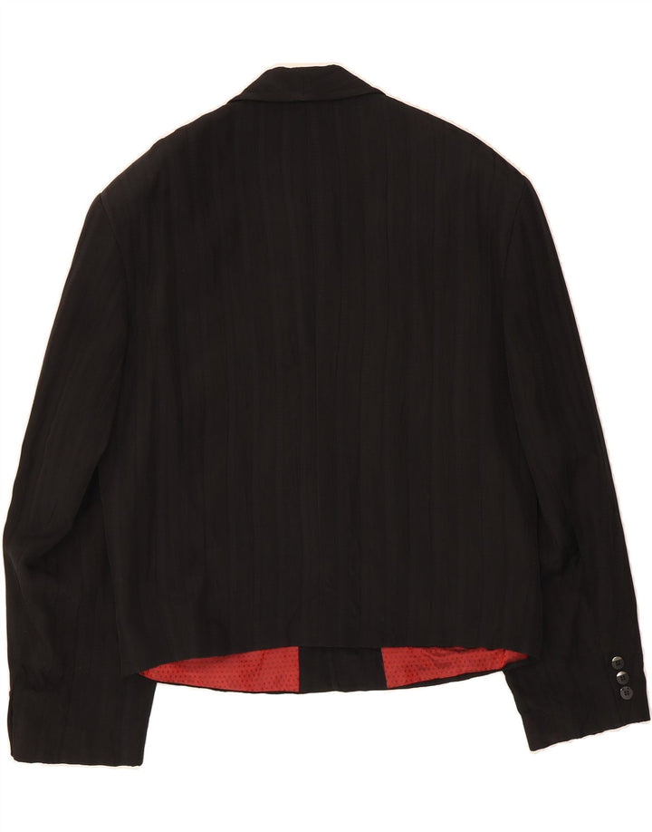 VINTAGE Womens 2 Button Blazer Jacket UK 14 Large Black Viscose Vintage Vintage and Second-Hand Vintage from Messina Hembry 