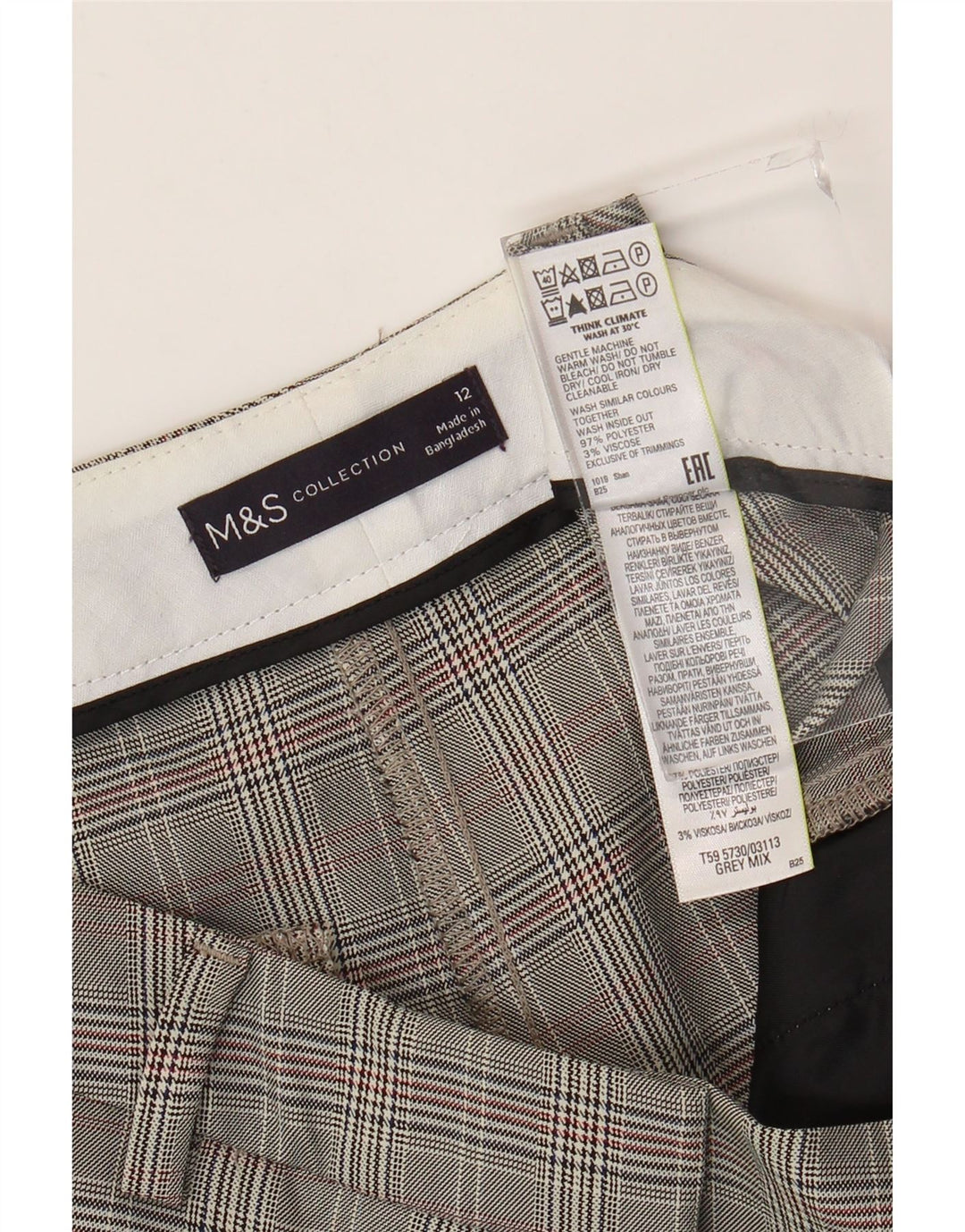 Marks & Spencer Pantalones chinos para mujer UK 12 Medium W32 L33 Gris pata de gallo