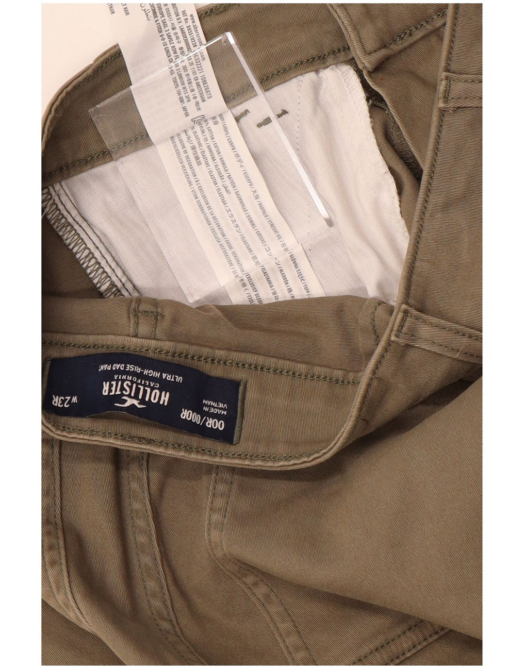 HOLLISTER Pantalones cargo de cintura alta para mujer US 00 2XS W23 L31 Beige