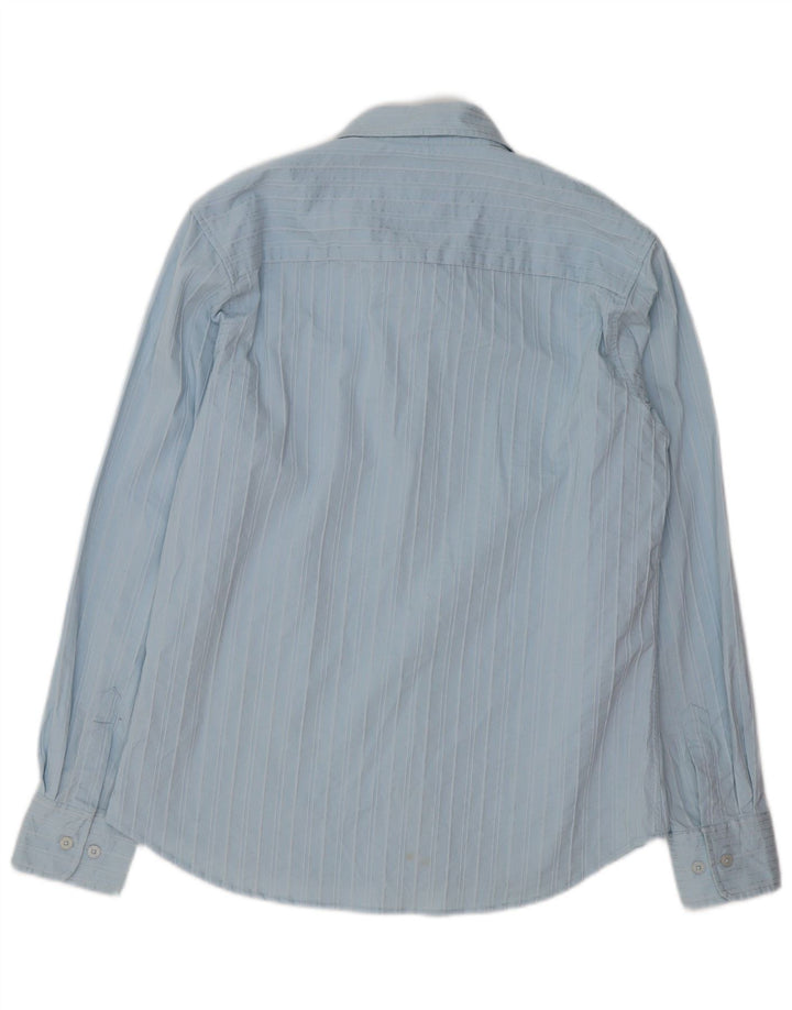BKE Camisa slim fit para hombre de algodón a rayas azules grandes