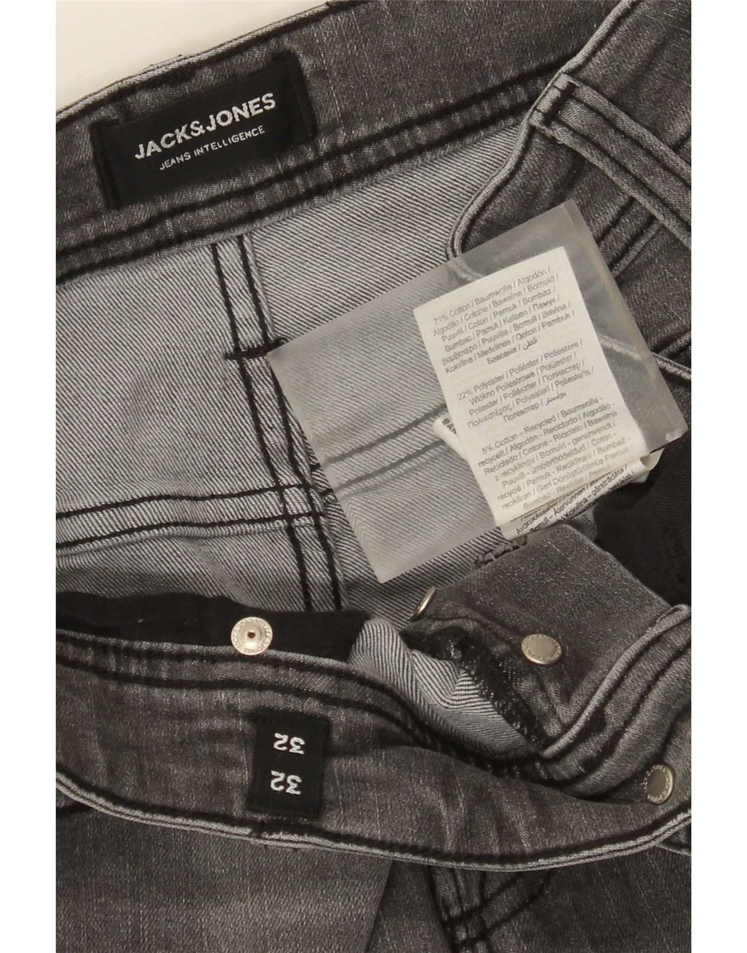Jack & Jones Vaqueros Slim para Hombre W32 L32 Algodón Gris