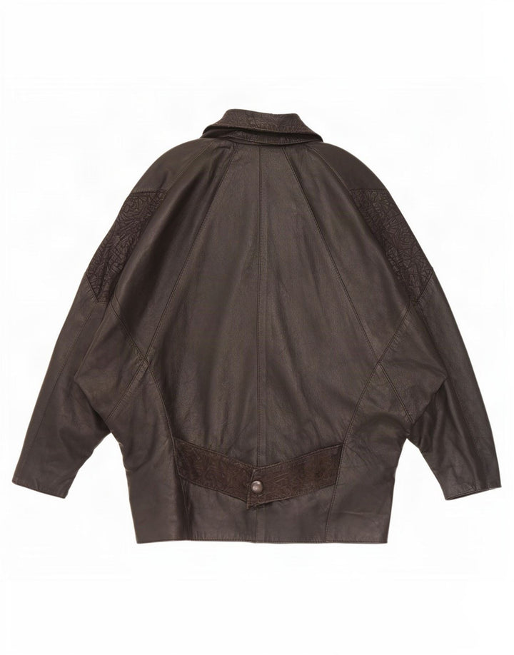 Vintage mujer chaqueta de cuero de gran tamaño Reino Unido 10 pequeño negro