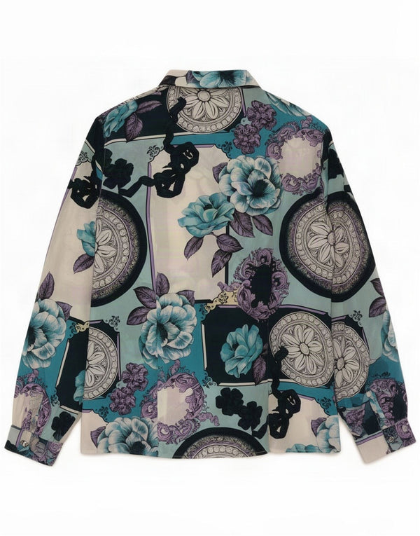 Blusa camisera vintage para mujer UK 44 Mediana Acetato floral multicolor