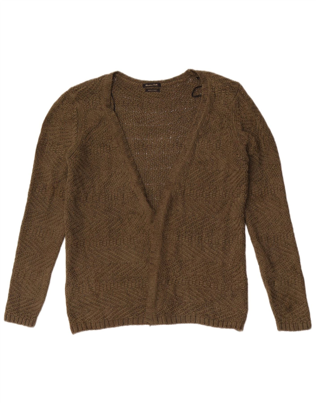 Massimo Dutti Suéter Cárdigan Abierto para Mujer UK 12 Medium Khaki