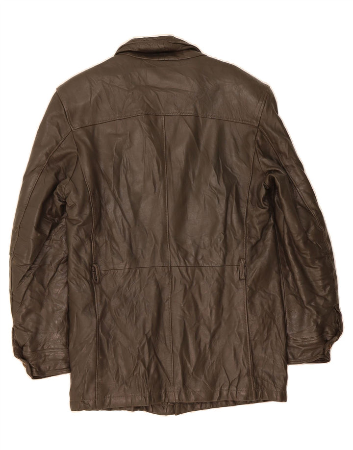 MARCOS Mens Leather Jacket IT 48 Medium Brown Vintage Marcos and Second-Hand Marcos from Messina Hembry 