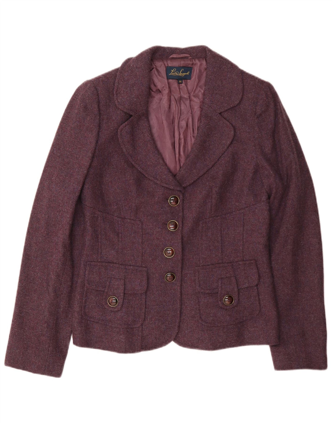 Luisa Spagnoli Chaqueta tipo blazer de 4 botones para mujer IT 44 Lana mediana burdeos