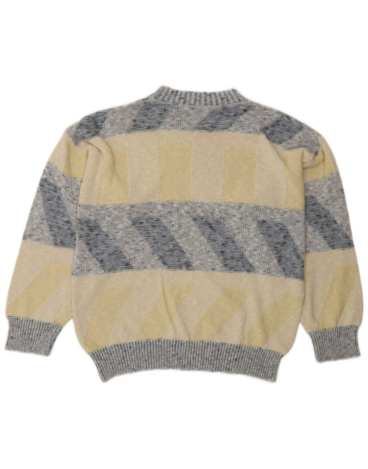 Vintage hombres cuello redondo jersey suéter XL multicolor rayas