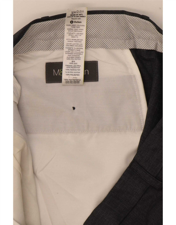 Marks & Spencer Pantalón de traje recto para hombre W38 L31 Poliéster azul