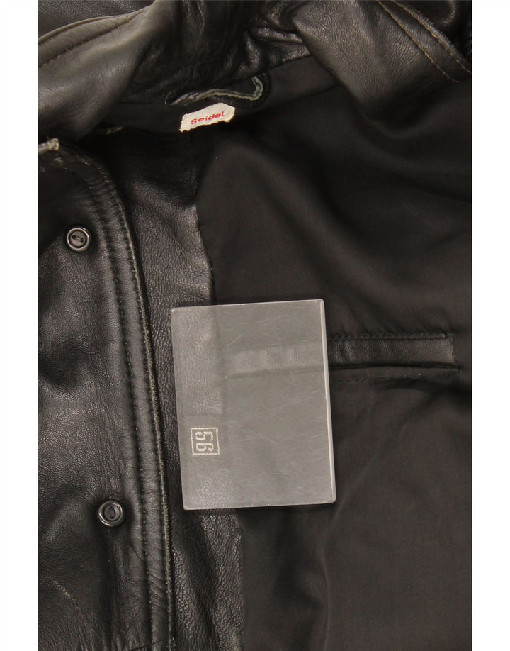 Vintage hombres chaqueta de cuero Reino Unido 38 medio negro