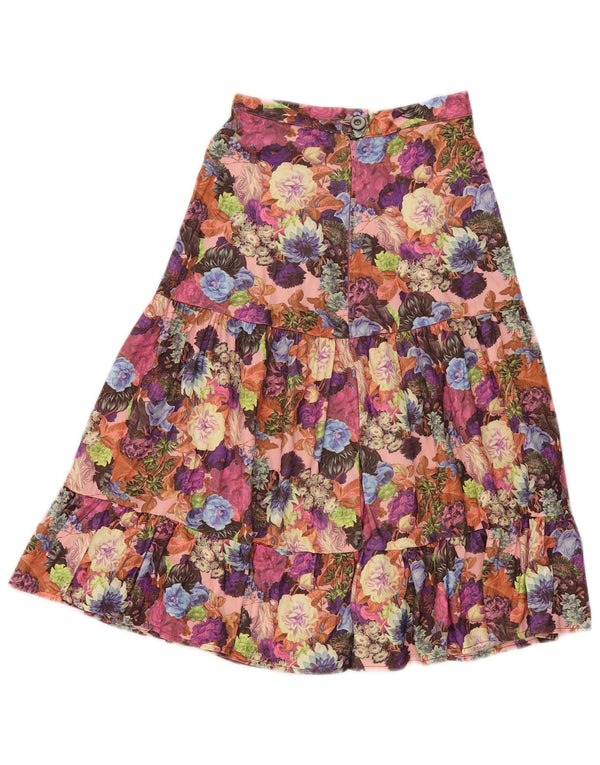 Falda escalonada vintage para mujer W24 XS multicolor floral
