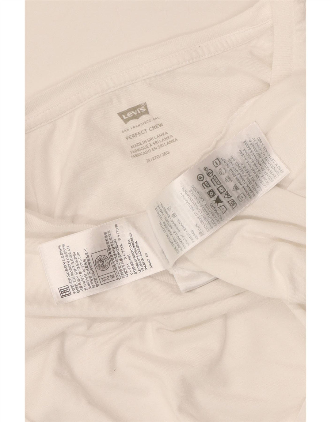 LEVI'S Camiseta Perfect Crew para Mujer UK 20 2XL Algodón Blanco