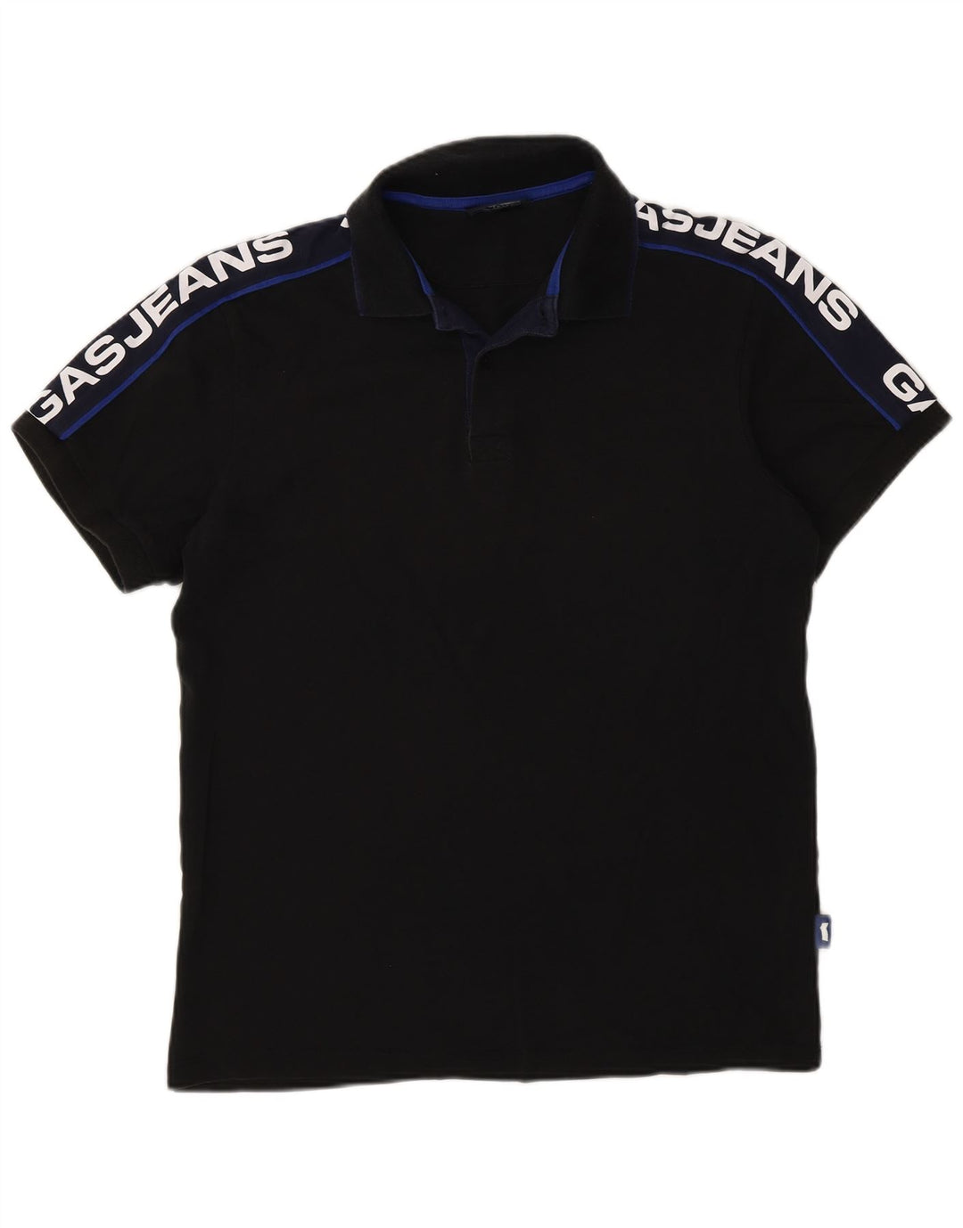 Gas Polo gráfico para hombre de algodón color block en negro mediano