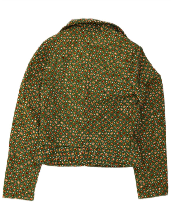 Vintage mujer bombardero chaqueta Reino Unido 8 pequeño verde Paisley