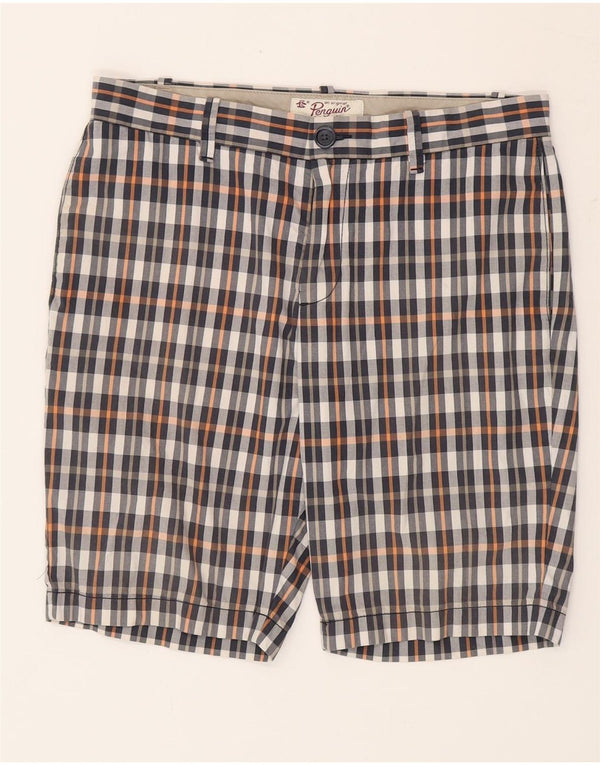 Penguin Mens Chino Shorts W32 Medium  Multicoloured Check Cotton