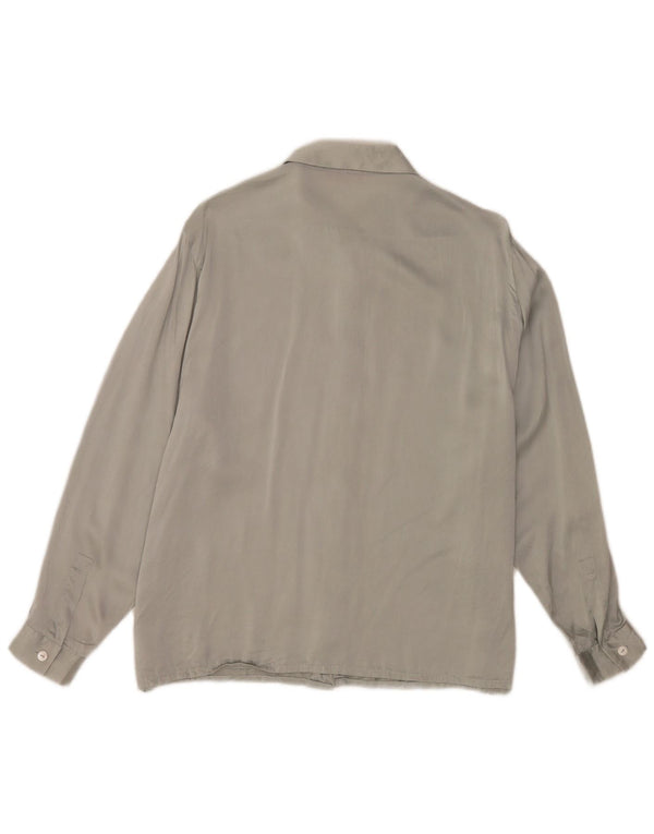 ELENA MIRO Camisa de manga larga para mujer de corte regular UK 46 Grande Gris Clásico