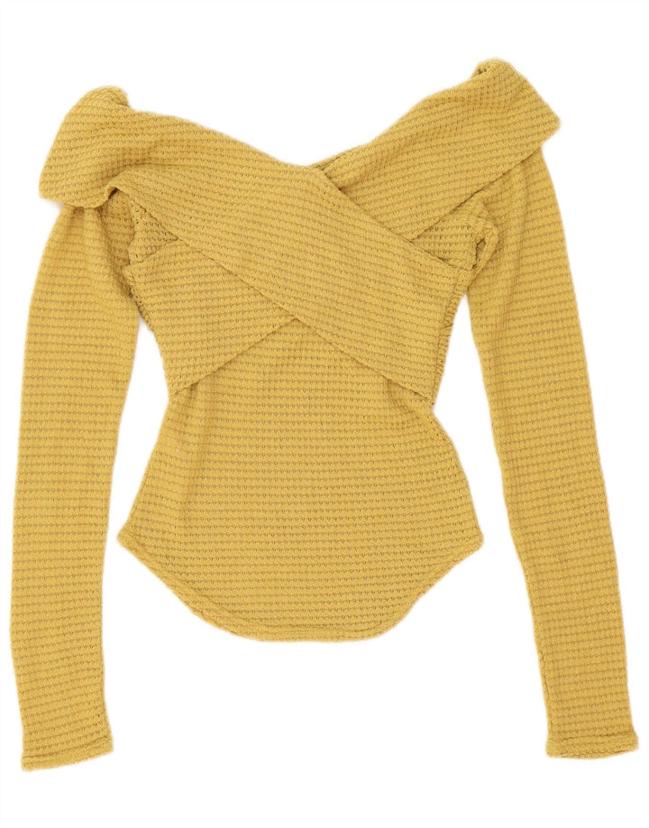 Free People Top Mujer Manga Larga UK 6 XS Poliéster Amarillo