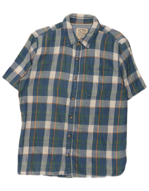 Camisa de franela de manga corta para hombre de Fat Face de algodón a cuadros en azul medio