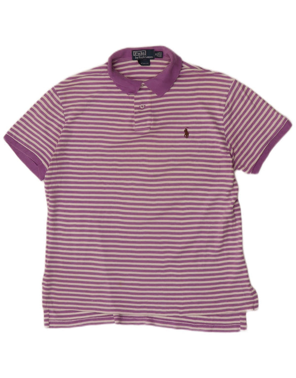 Polo Ralph Lauren Camisa de ajuste personalizado para hombre de algodón a rayas moradas grandes