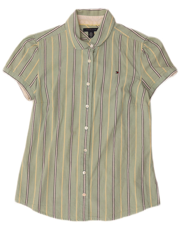 TOMMY HILFIGER Camisa de manga corta para mujer UK 10 Small Green Stripes