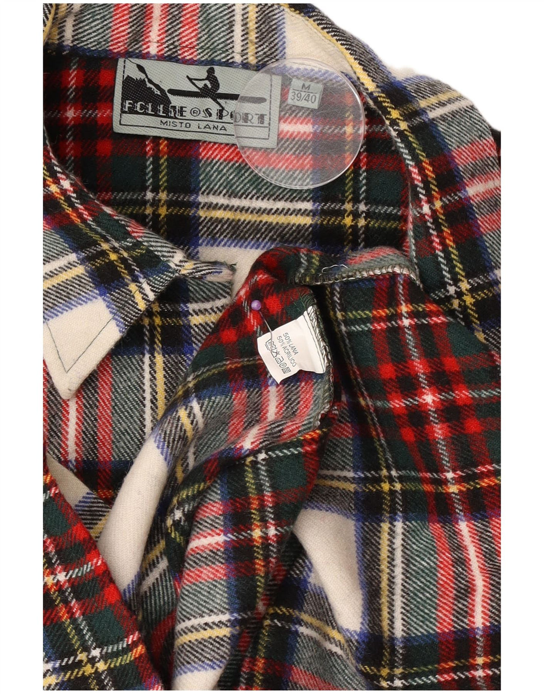 Camisa de franela vintage para hombre talla 39/40 lana de cuadros rojos medianos