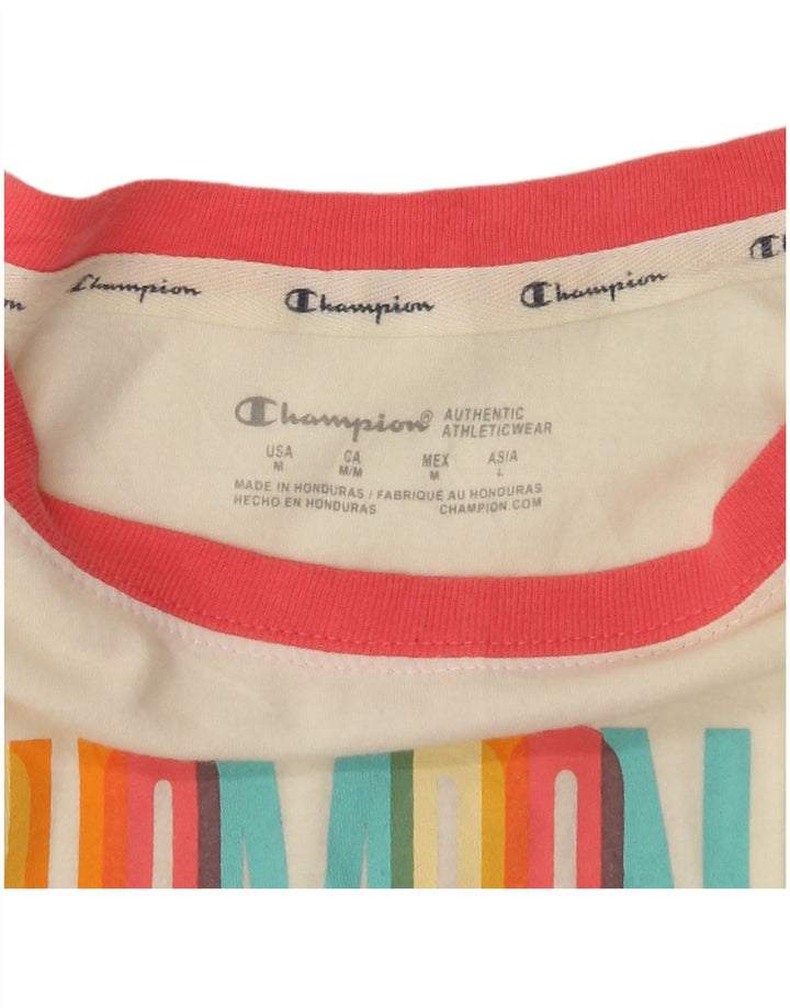 CHAMPION Camiseta corta con gráfico para mujer UK 40 Medium White Colourblock