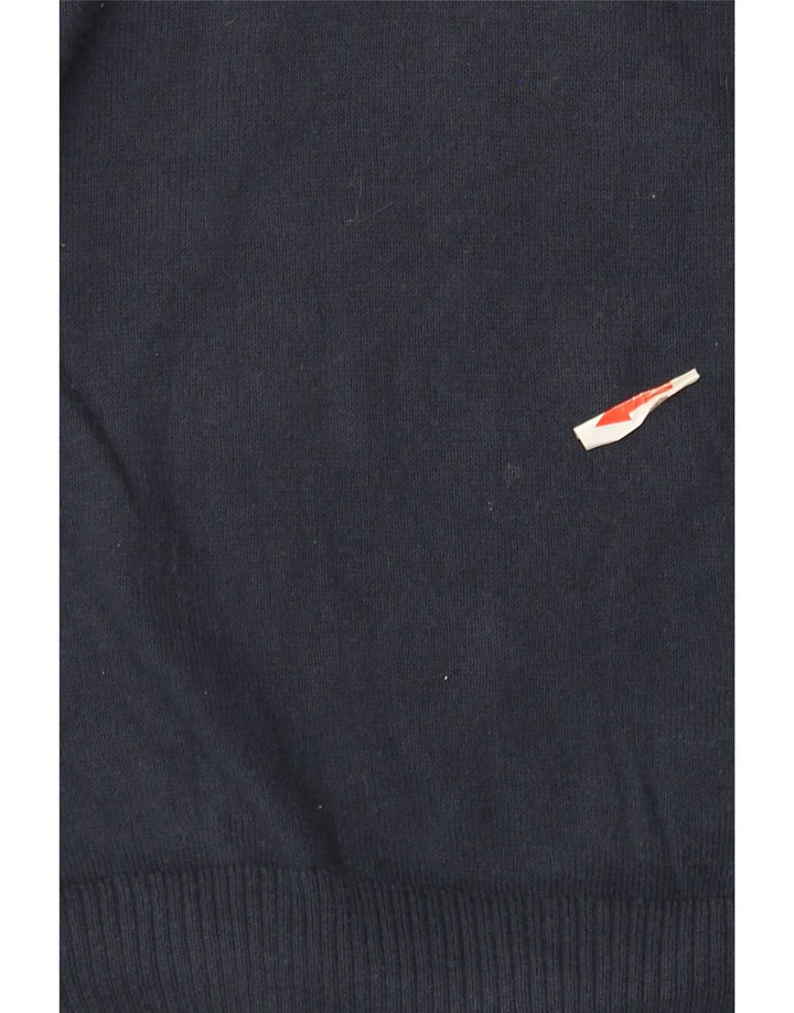 Penguin - Jersey con cuello en V para hombre, talla grande, algodón azul marino