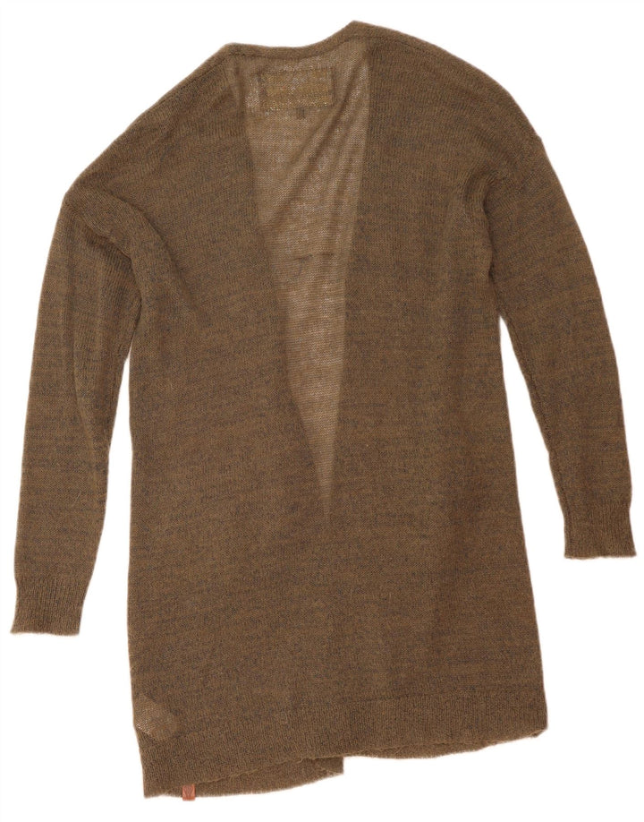 Superdry Mujer Longline Open Cardigan Suéter UK 44 Medium Caqui Nylon