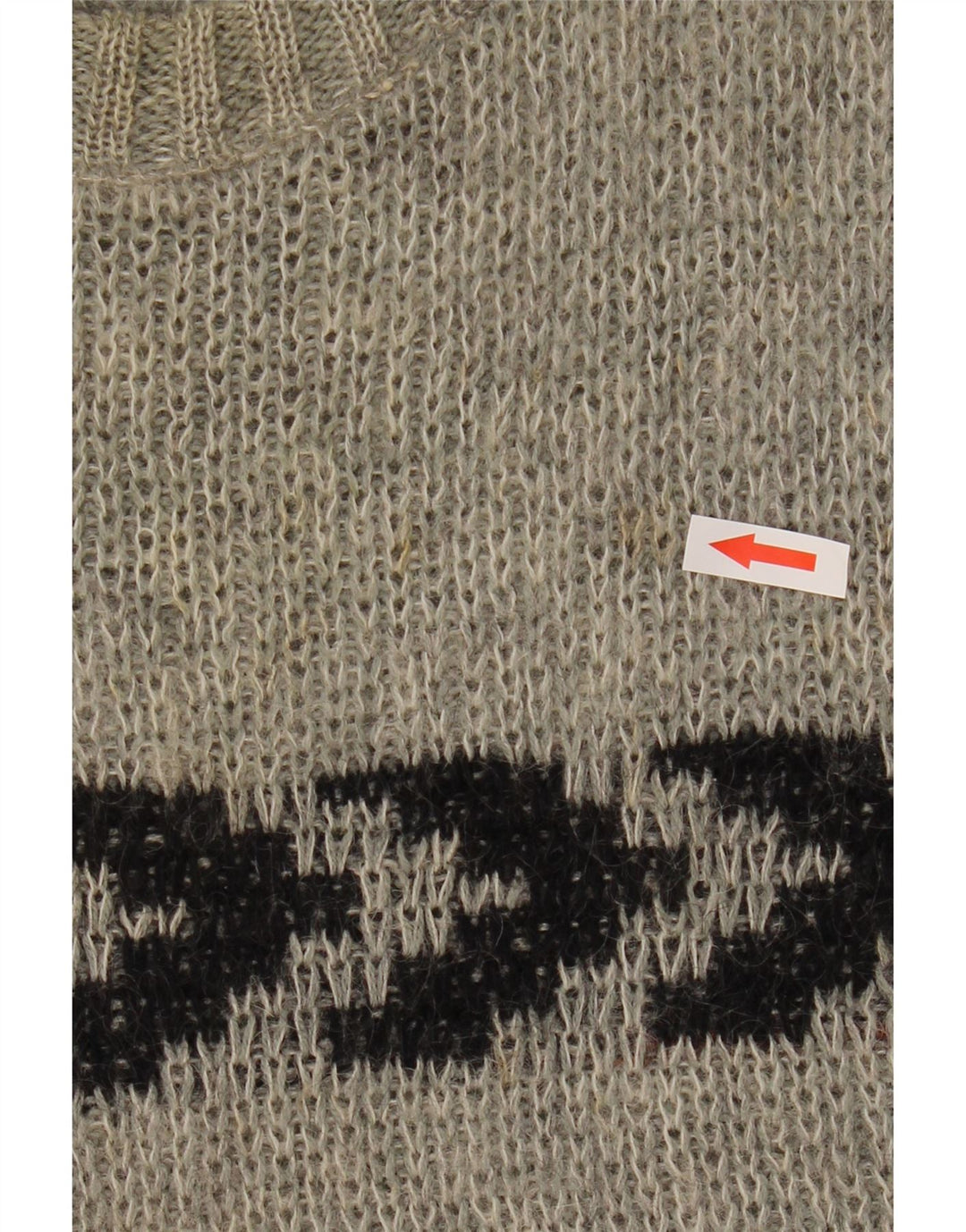 Vintage hombres cuello redondo jersey suéter tamaño 40 gris medio rayas