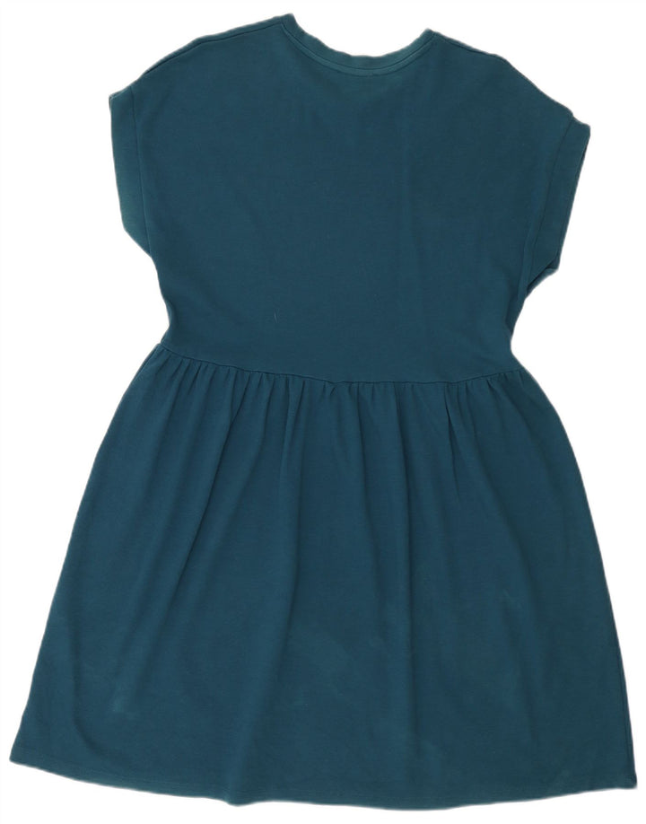 Zara Mujer Vestido Acampanado Sin Mangas Algodón Azul Marino Medio
