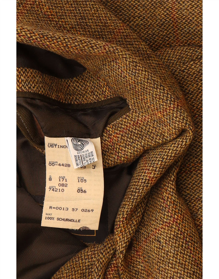 HUGO BOSS Chaqueta tipo blazer de 2 botones para hombre EU 56 3XL Lana virgen a cuadros marrón