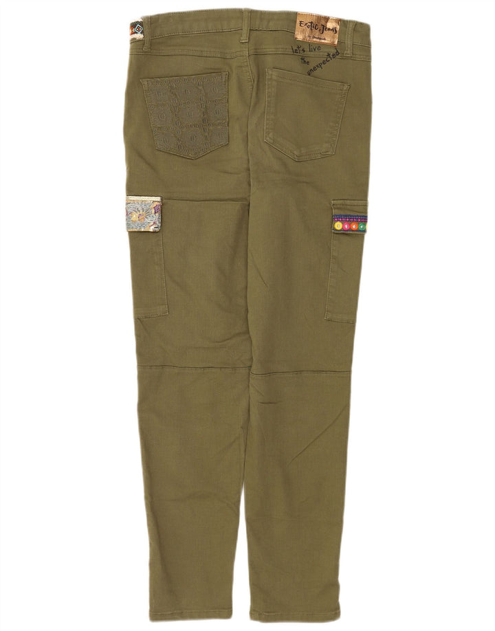 Desigual Pantalones cargo ajustados gráficos para mujer EU 40 Medium W30 L29 Caqui