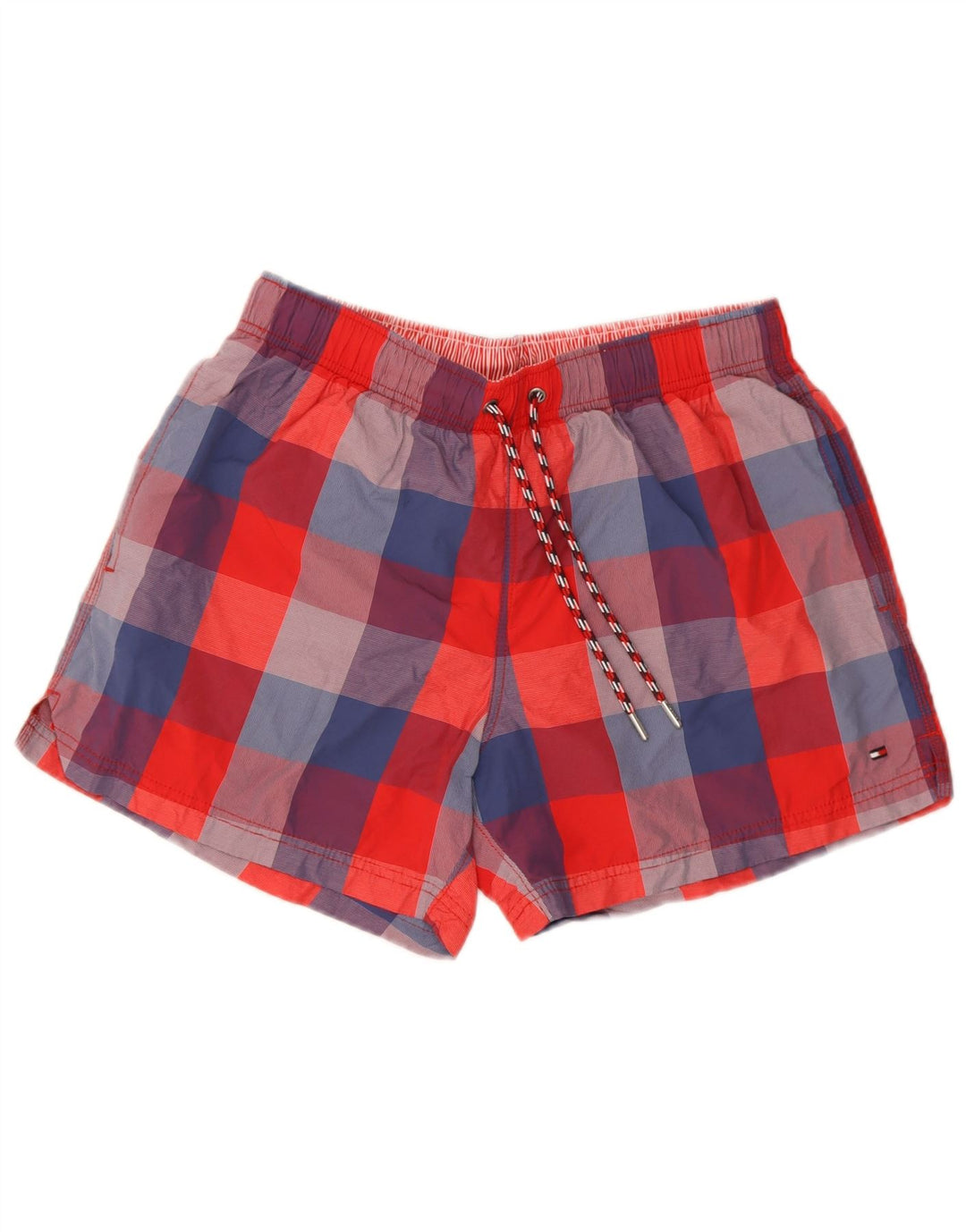 Shorts De Baño Tommy Hilfiger Hombre De Nylon A Cuadros Rojos Medianos