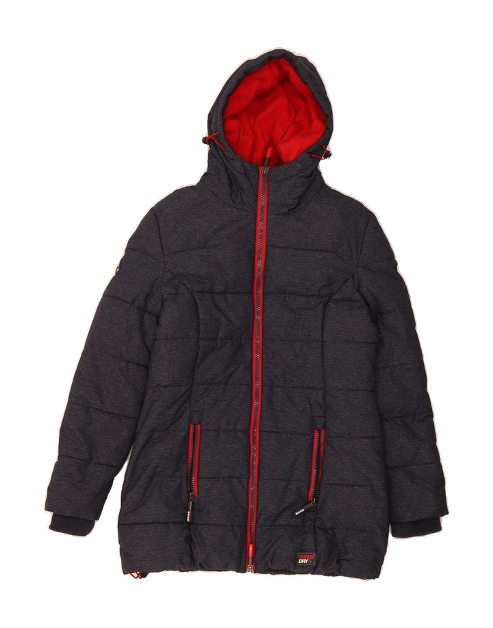 SUPERDRY Womens Hooded Padded Jacket UK 12 Medium Navy Blue Polyester Vintage Superdry and Second-Hand Superdry from Messina Hembry 