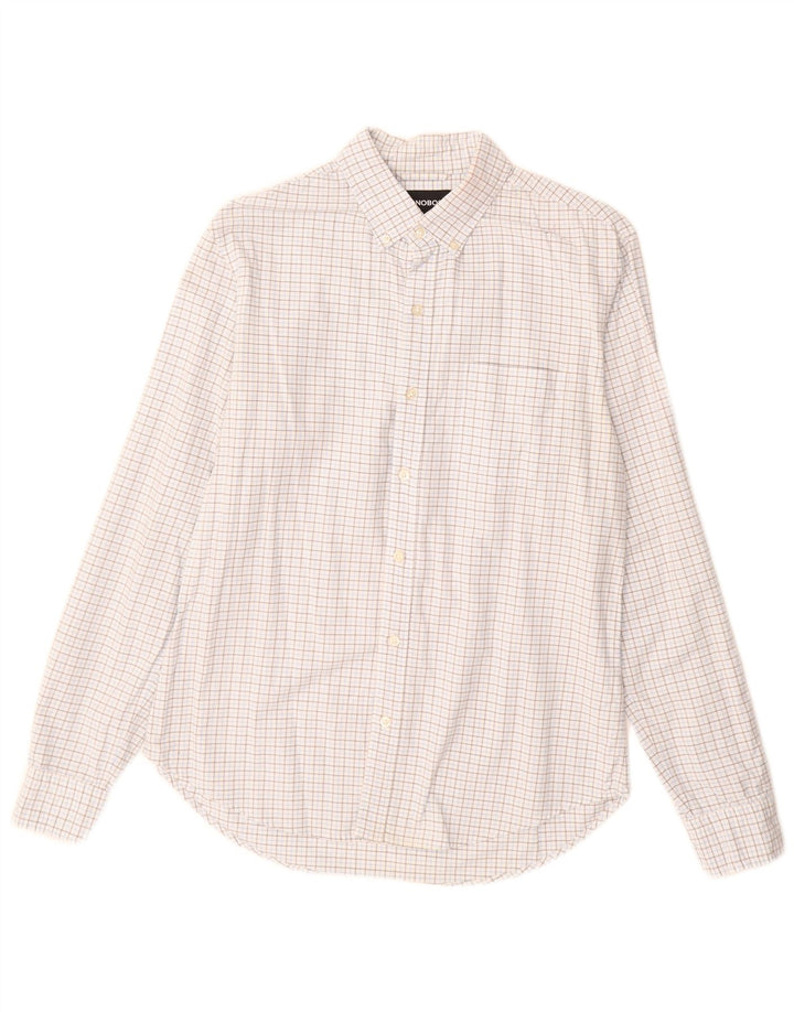 BONOBOS Camisa entallada para hombre de cuadros blancos medianos