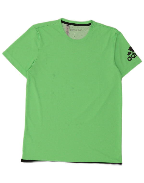 Adidas Hombre Climachill Graphic Camiseta Top Verde Medio Colorblock