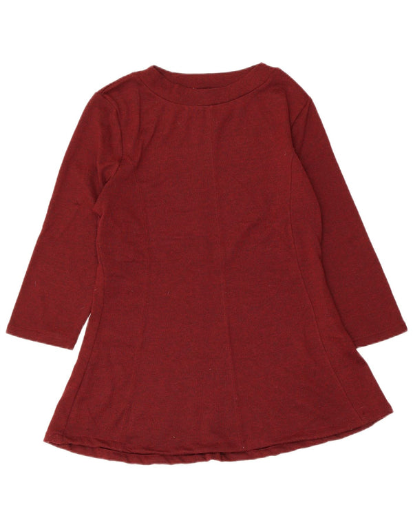 MARKS & SPENCER Womens 3/4 Sleeve Blouse Top UK 12 Medium Burgundy Flecked